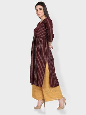 Wine woven cotton kurta-sets 3