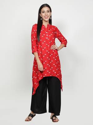 Red printed rayon kurta-sets 1