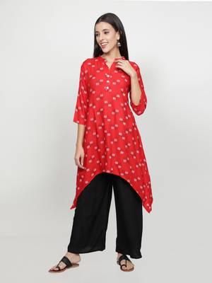 Red printed rayon kurta-sets 2