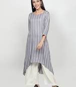 Grey printed rayon kurta-sets
