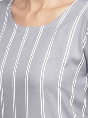 Grey printed rayon kurta-sets 5