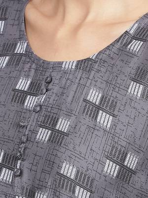 Grey printed rayon kurta-sets 5