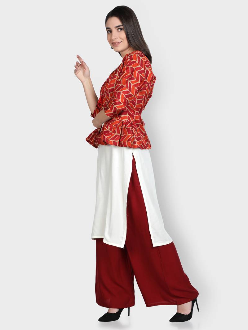 Multicolor printed viscose rayon kurta-sets