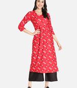 Red printed rayon kurta-sets