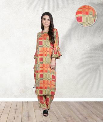 Multicolor printed rayon kurta-sets 1