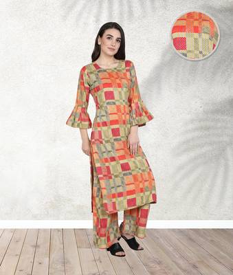 Multicolor printed rayon kurta-sets 2