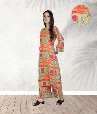 Multicolor printed rayon kurta-sets 3