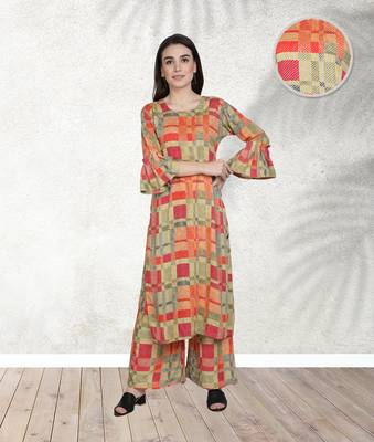 Multicolor printed rayon kurta-sets 4