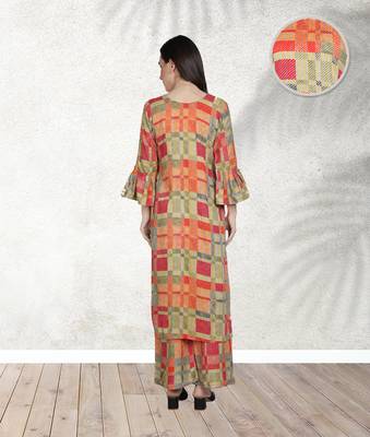 Multicolor printed rayon kurta-sets 5