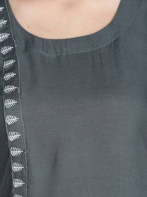 Grey embroidered rayon kurta-sets 4