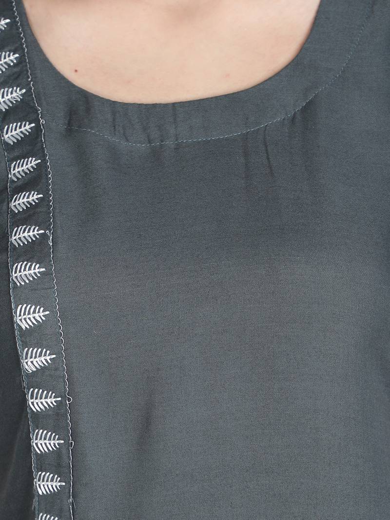 Grey embroidered rayon kurta-sets