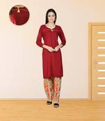 Maroon printed rayon kurta-sets