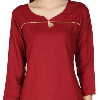 Maroon printed rayon kurta-sets 5