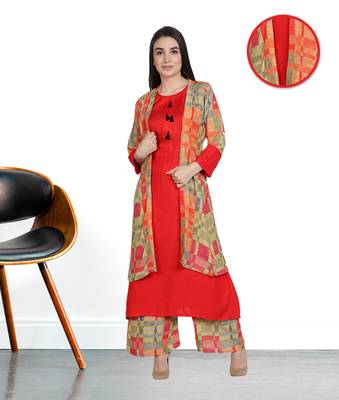 Multicolor printed rayon kurta-sets 4