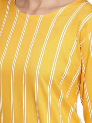 Mustard printed rayon kurta-sets 5