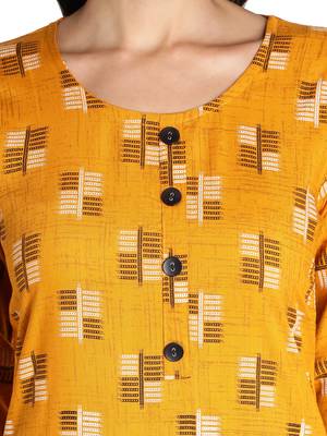 Mustard printed rayon kurta-sets 5