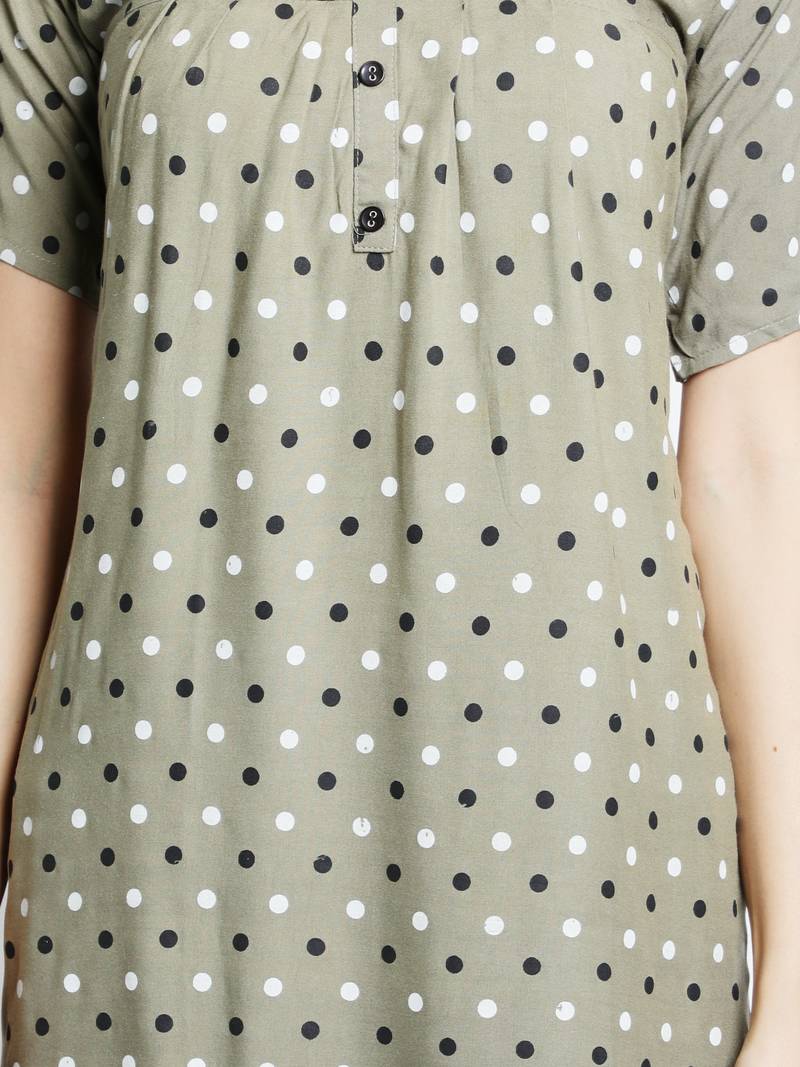 Green printed rayon kurta-sets