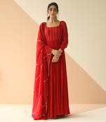 Red Line Anarkali With Dupatta
