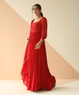 Red Line Anarkali With Dupatta 2