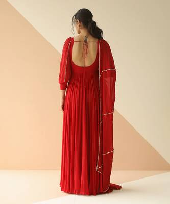 Red Line Anarkali With Dupatta 3