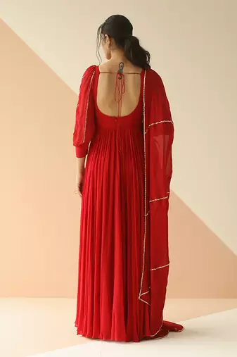 Red Line Anarkali With Dupatta
