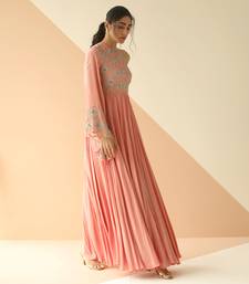 Mauve Abstract One Side Sleeve Anarkali