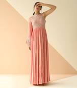 Mauve Abstract One Side Sleeve Anarkali