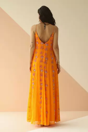 Mango Yellow Step Full Kali Anarkali