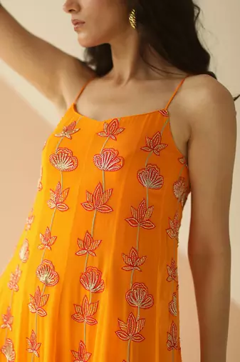 Mango Yellow Step Full Kali Anarkali