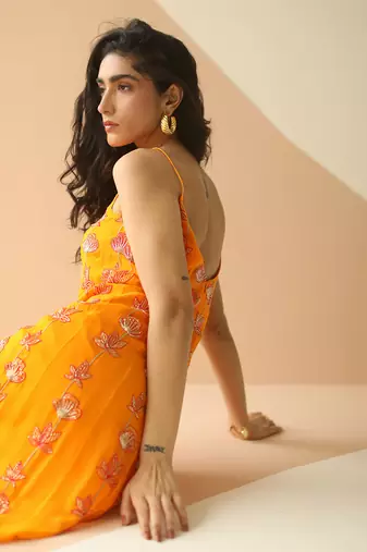 Mango Yellow Step Full Kali Anarkali