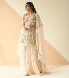 Offwhite Heavy Jaal Kurti Sharara With Border Dupatta