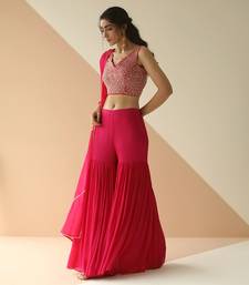 Rani Pink Heavy Blouse Sharara With Dupatta