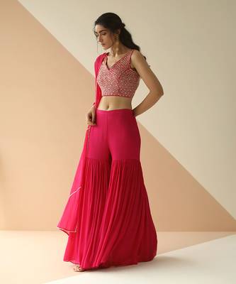 Rani Pink Heavy Blouse Sharara With Dupatta 2