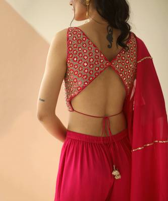 Rani Pink Heavy Blouse Sharara With Dupatta 3
