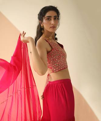 Rani Pink Heavy Blouse Sharara With Dupatta 4