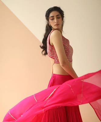 Rani Pink Heavy Blouse Sharara With Dupatta 5