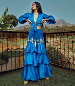 Azure Blue Knotted Organza Co Ord Set