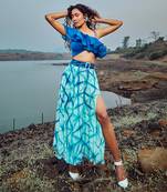 Azure Blue Ruffled Co Ord Set