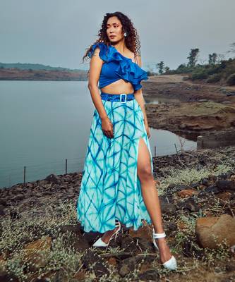 Azure Blue Ruffled Co Ord Set 2