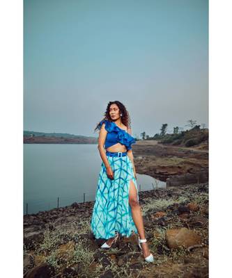 Azure Blue Ruffled Co Ord Set 3