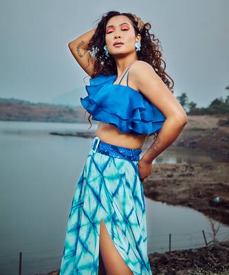 Azure Blue Ruffled Co Ord Set 4