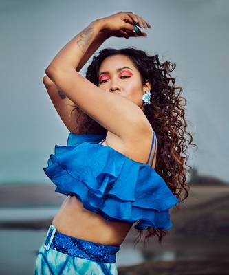 Azure Blue Ruffled Co Ord Set 5