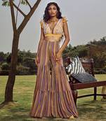 Yellow Italian Crepe Embroidered Amber Co Ord Set