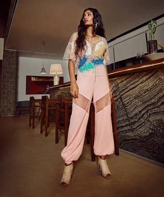 Tulle Pink Italian Crepe Co Ord Set 4