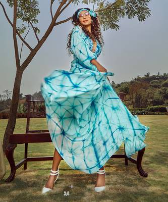 Blue Tie Dye Silk Maxi Dress  5