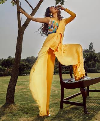 Yellow Chiffon Amber Jumpsuit  3