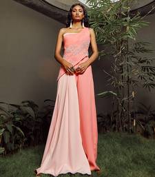 Coral Italian Crepe One Shoulder Jumpsuit