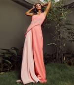 Coral Italian Crepe One Shoulder Jumpsuit 