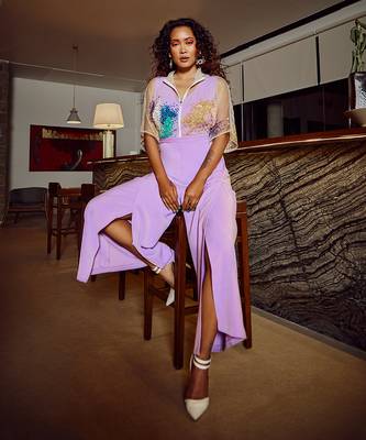 Lavender Italian Crepe Overlap Jumpsuit  2