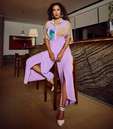Lavender Italian Crepe Overlap Jumpsuit